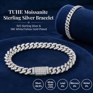 6mm White Gold 925 Sterling <b>Silver</b> VVS Moissanite Brilliant Cut Hip Hop Cuban Link Chain Bracelet Iced Jewelry <b>for</b> <b>Men</b> Women - Product Image 5
