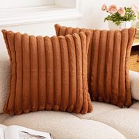 Housse de coussin INS à rayures verticales en fausse fourrure de lapin, avec fermeture éclair, style nordique, carrée, tissée, pour la maison et l'hôtel