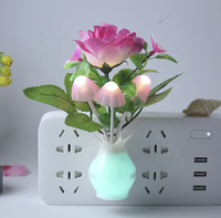 Lampe murale LED de chevet RGB en forme de rose avec capteur de contrôle, alimentation CA, corps en plastique, lumière rose multicolore