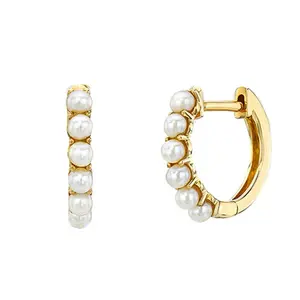 Milskye gioielli di moda minimalista s925 18k oro minuscolo bianco perle d'acqua dolce orecchini da donna
