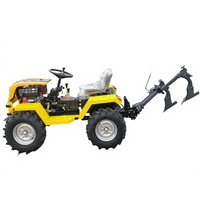 Mini Tractor de 12 HP con Tracción en las 4 Ruedas y Arado de Doble Fila para Uso en Pequeñas Granjas, Motor Diésel, Tractor Agrícola Multifuncional
