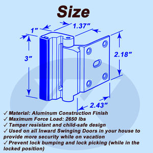 Bloqueur <span class=keywords><strong>de</strong></span> <span class=keywords><strong>porte</strong></span> d'entrée en aluminium doré noir Garde <span class=keywords><strong>de</strong></span> sécurité chromé - Product Image 4