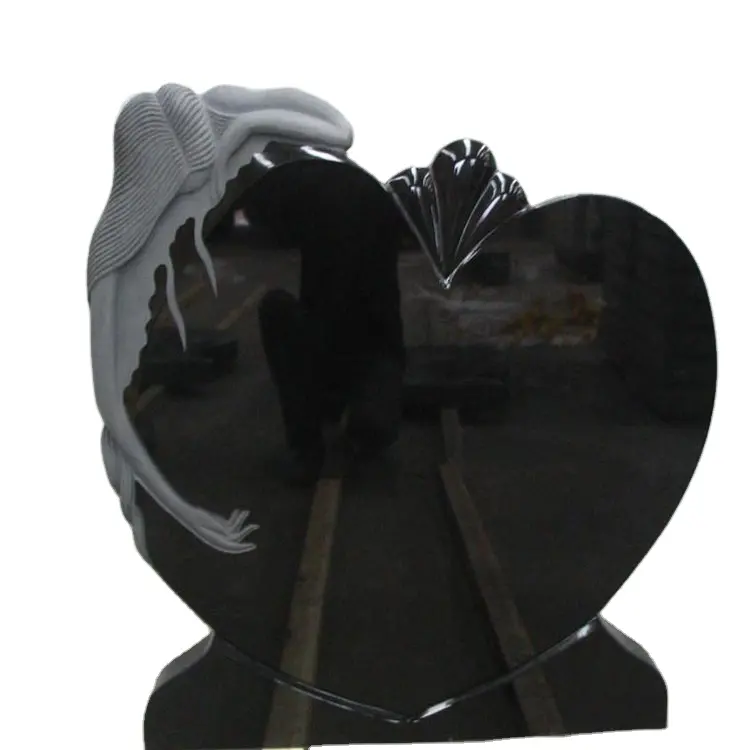 High Quality New Monument Black Granite Heart Tombstones And Monuments Polished Headstone