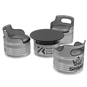 Conjunto de Barra de <span class=keywords><strong>Bar</strong></span> Comercial Moderno con Estructura de Hierro y Cubierta de Vidrio Transparente, Combinación de Mesa y Sillas para Cafetería, Oficina o Área de Descanso - Product Image 5