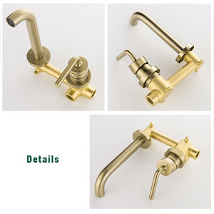 <span class=keywords><strong>AMAXO</strong></span> robinet de lavabo mural à Double poignée, en or brossé, robinet de salle de bains pour lavabo - Product Image 5