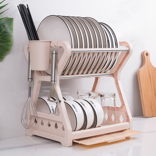 Kitchen Storage Rack Dish Countertop Draining Bowl Rack Tableware Chopsticks Household Cupboard Multi-layer Organizing Rack