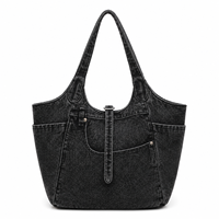 Vintage Gewaschene Denim-Tragetasche Große Kapazität Laptop-Schultertasche Mehrere Taschen Lässige Reise-Arbeits-Jeanstasche mit Individuellem Logo