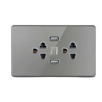 Grande prise murale tactile en verre avec USB-C à charge rapide, norme thaïlandaise et américaine, 220V 16A, indice IP20, design moderne et durable