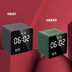 Haut-parleur de visualisation de musique à LED avec horloge numérique et radio FM, mini haut-parleur de table de chevet Apollo A11 avec logo personnalisé - Product Image 5