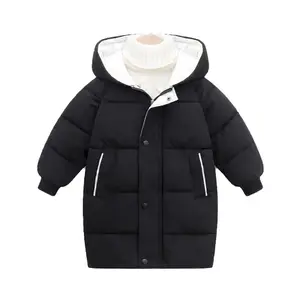 Knee-length hooded children's down cotton jacket boys and girls fall and winter in the long section of the cotton coat baby jack