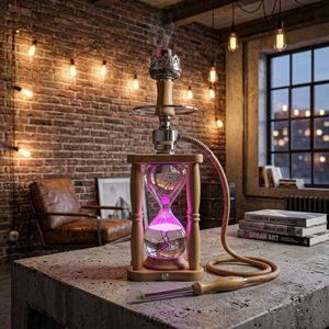Chicha de luxe arabe durable en acier inoxydable avec lumière LED et finition miroir, livrée en coffret cadeau - Product Image 4