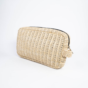 ISO BSCI Factory Sale Fashionable Large Vacation <b>Cosmetic</b> Bag Woven Straw Material Zipper Closure Logo Pattern Makeup <b>Storage</b> - Product Image 2