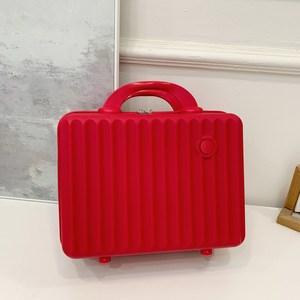 Red Cosmetic Case 14-Inch <b>Mini</b> <b>Storage</b> <b>Box</b> Lightweight With Soft Handle For Home Use - Product Image 1