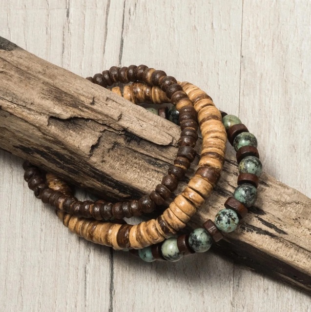 Vintage Jewelry Multi Bead Bracelet Coconut Shell Bracelet for Women Beach Party Seaside Vacation Jewelry Gift