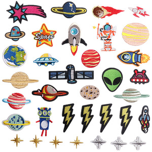 Patch en tissu <span class=keywords><strong>Alien</strong></span> Iron on Cartoon Astronaut Little Rocket, patchs en tissu brodé - Product Image 1