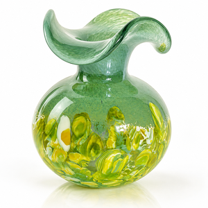 Jarrón de Vidrio Artístico <span class=keywords><strong>Verde</strong></span> Espuma de Mar con Boca Esculpida para Flores Frescas y Decoración de Estantes - Product Image 6