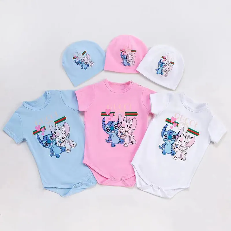 2022 Spring baby girl clothes breathable baby girl clothing sets infant white cotton material with hat cutey baby girls' rompers