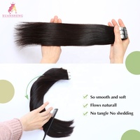 Extensions de tresses Freetress Remy XS 1B, cheveux vierges brésiliens non traités, lisses, double trame machine, extensions à bandes adhésives 24 pouces
