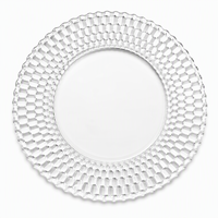 Assiettes de présentation en verre texturé nid d'abeille de 13 pouces en gros, sous-assiettes en cristal sans plomb pour événements de mariage de luxe en vrac