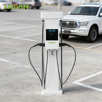 Nouvelle borne de recharge murale pour VE, 22 kW*2, double connecteur GB/T, avec socle en tôle, gestion intégrée des câbles, OCPP 1.6, 4G, RFID