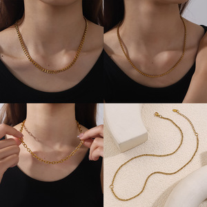 Collier pour femme en acier inoxydable plaqué or 18 carats, chaîne géométrique irrégulière, plusieurs styles, bijoux tendance - Product Image 4