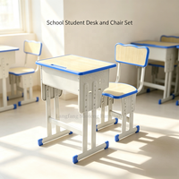 Ensemble Chaise et Bureau Scolaire Moderne Réglable en Hauteur, Plateau en Métal Durable, Pieds Antidérapants, Mobilier pour Étudiants, Salle de Classe, Maison et Bureau