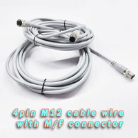 Câble d'extension industriel M12 en cuivre PVC étanche IP68 avec connecteurs M12 mâle/femelle 4 broches