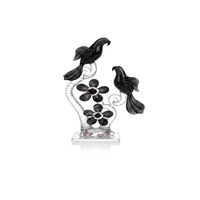 Sculpture florale d'oiseaux violets en verre cristal artisanal, Art Déco, Mini-monde en verre, Décoration contemporaine pour la maison, Pâques, Baptême