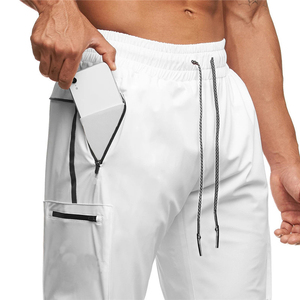 Logo personnalisé pour hommes blanc Polyester fermeture éclair poche Gym Joggers 2022 pied étroit taille élastique <span class=keywords><strong>Jogging</strong></span> pantalon de survêtement pour hommes - Product Image 6
