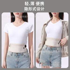 กระเป๋าคาดเอวป้องกันการโจรกรรม สีเบจ กระเป๋าซ่อนใต้วงแขน สำหรับเดินทาง กระเป๋าคาดอกผู้หญิง - Product Image 4