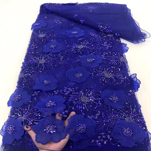 قماش شبكي مطرز ثلاثي الأبعاد جديد ، أنبوب مطرز بالترتر بنمط حيوان ، قماش بوليستر غير مطاطي للملابس الجاهزة - Product Image 1