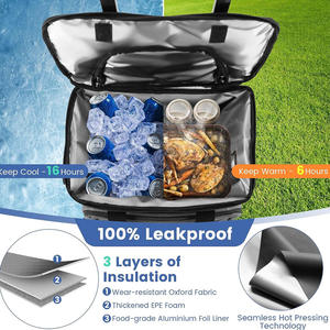 Sacs isothermes rétractables étanches 3 en 1 sac <span class=keywords><strong>isotherme</strong></span> portable fourre-tout isolé sur roues - Product Image 6