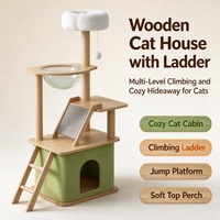 Arbre à chat sur mesure en bois, de sol au plafond, de luxe, unique, en sisal, meuble tour pour chat, maison d'extérieur pour chat