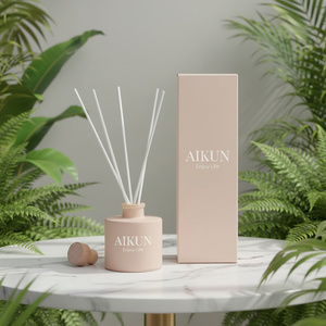 Aikun Custom IP16 Floral Blend Minimal Matte Ceramic Round 100ml <b>Reed</b> <b>Diffuser</b> Aroma Gift Box Set <b>For</b> Garden Spa Table Display - Product Image 1