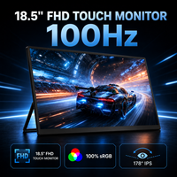 Moniteur portable tactile 18,5 pouces FHD IPS 100Hz ultra-fin 15 mm avec double USB-C et HDMI pour ordinateur portable, idéal pour les voyages d'affaires
