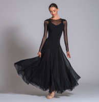 Robes de danse latine pour femmes 100% polyester Performance de détection par aiguille
