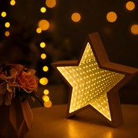 Miroir LED Tunnel Infini 3D Veilleuse 8 Formes Étoile Cœur Nuage Cloche Arbre Ananas 145-250mm Batterie Café Bar Cadeau OEM