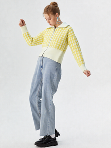 Suéter Personalizado OEM y ODM para Mujer, Otoño Invierno 2025, Casual, Cuello Camisero, Manga Larga con Cierre - Product Image 1