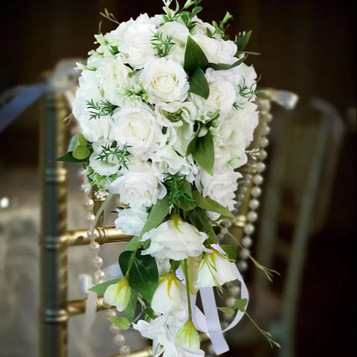 सिर ब्राइडल हाथ पकड़े कृत्रिम फूल शादी का गुलदस्ता गुलाब फूल