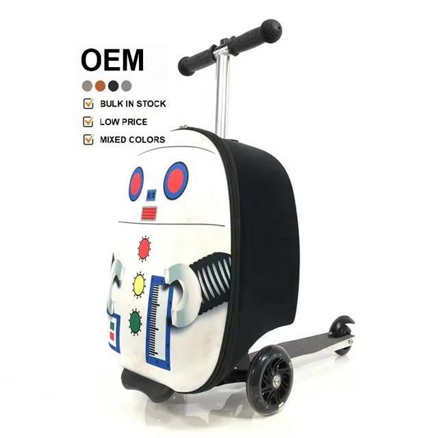 2024 Customized Design Airport Luggage with Scooter 3D Trolley Children Travel Kids Scooter