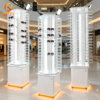 Présentoir rotatif moderne pour lunettes avec éclairage LED, support de sol verrouillable pour magasin d'optique, pour lunettes de soleil et de vue