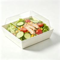 Conteneur alimentaire en papier jetable avec couvercle transparent, boîte à emporter, compartiment unique pour la restauration, la livraison et les services de traiteur