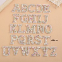 Offre Spéciale fantaisie coloré perlé perle strass lettre patchs bricolage bâton sur perles adhésives Alphabet Applique A-Z lettre Patch
