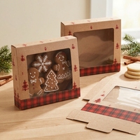 Weihnachts-Keksbox Kraftpapier Geschenkverpackung mit Fenster für Kekse, Pralinen, Süßigkeiten zum Verschenken