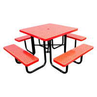 Table de pique-nique carrée en métal perforé commercial d'extérieur banc meubles de jardin table à manger en acier table basse de patio extérieur