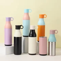 Bouteille d'eau sport multifonctionnelle en acier inoxydable, tasse isotherme avec paille, pour le fitness, le cyclisme, la voiture et les activités de plein air