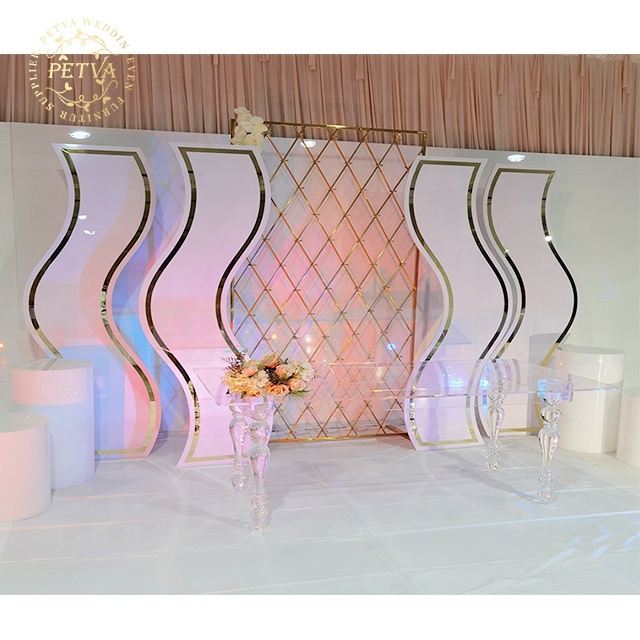 Customized White with Gold Acrylic Wedding Studio Backdrop Photography Background
