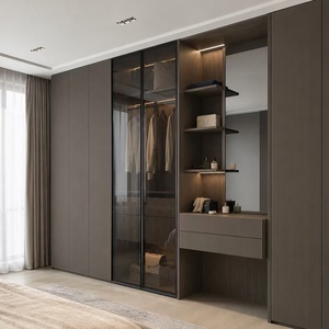 BALOM Matte Grey Modern Bedroom Built-in Closet Wood Soft Close Modular Custom OEM Factory Direct - Product Image 1