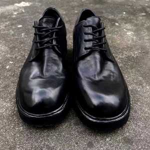 Chaussures habillées pour hommes en cuir noir, bout rond, à lacets, semelle extérieure en caoutchouc antidérapante, toutes saisons - Product Image 5