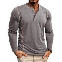 Chemises Henley décontractées en coton pour hommes, manches courtes, coupe ajustée, respirantes, séchage rapide, broderie 3D, classiques, printemps-automne